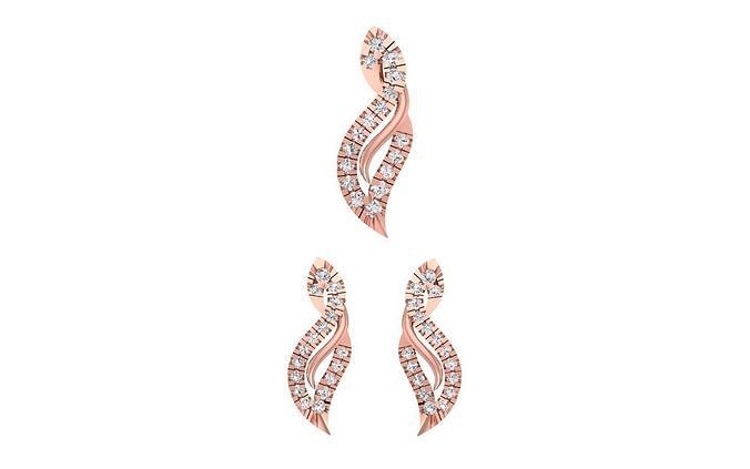 Earrings Pendant Set 3dm STL OBJ FBX Renders Details 3D print model
