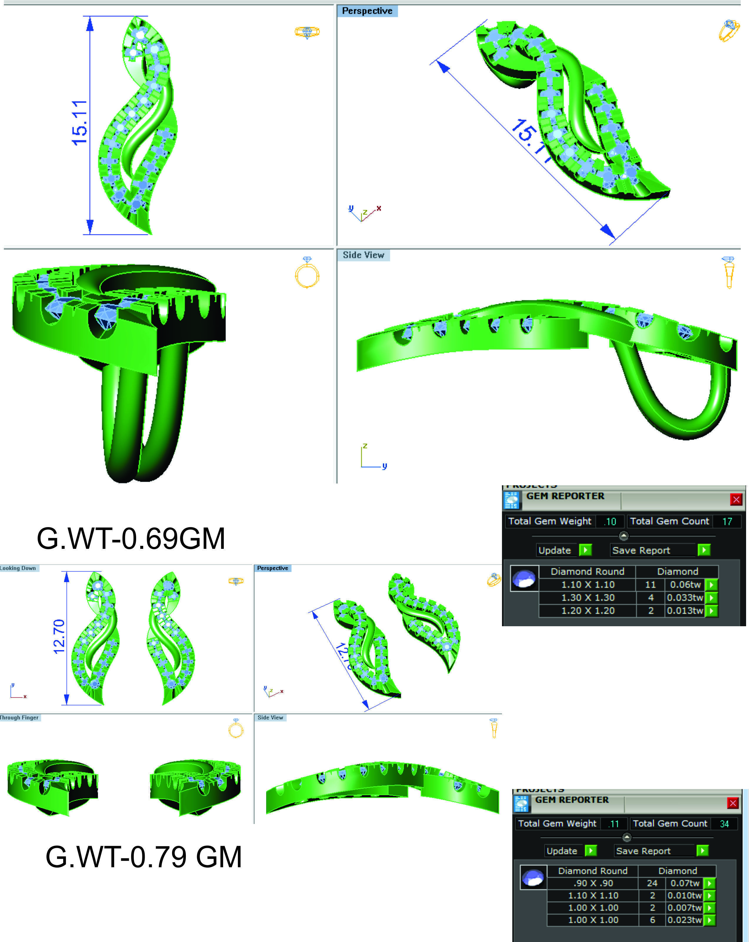 Earrings Pendant Set 3dm STL OBJ FBX Renders Details 3D print model_8
