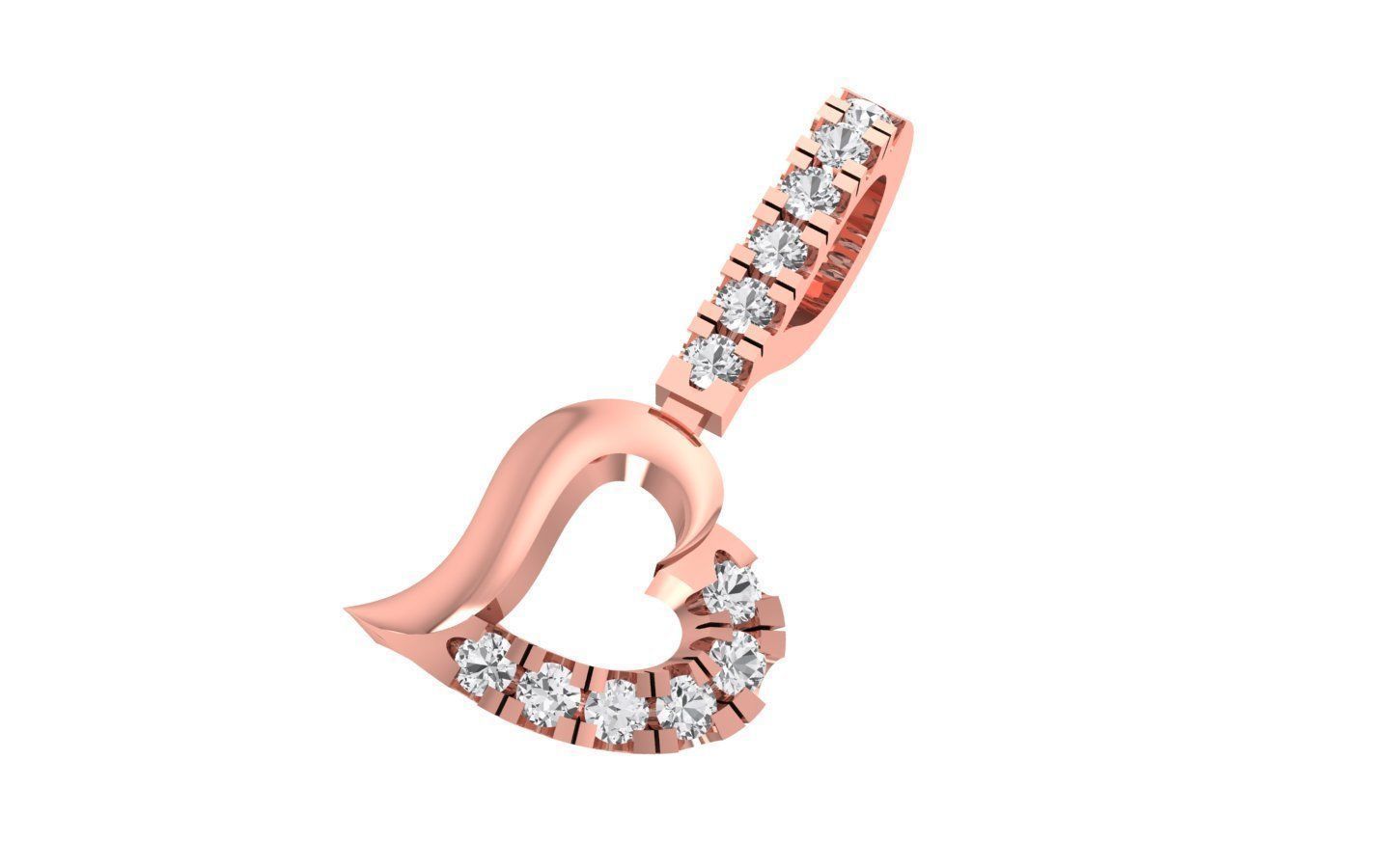 Heart Earrings Pendant Set 3dm STL OBJ FBX Renders Details 3D print model_1