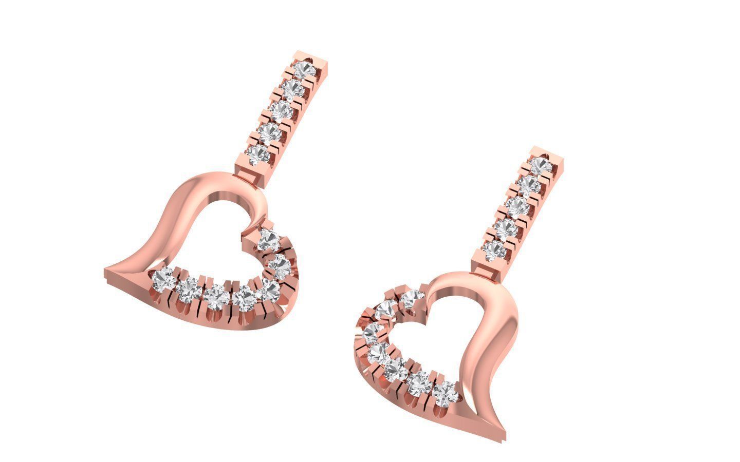 Heart Earrings Pendant Set 3dm STL OBJ FBX Renders Details 3D print model_9