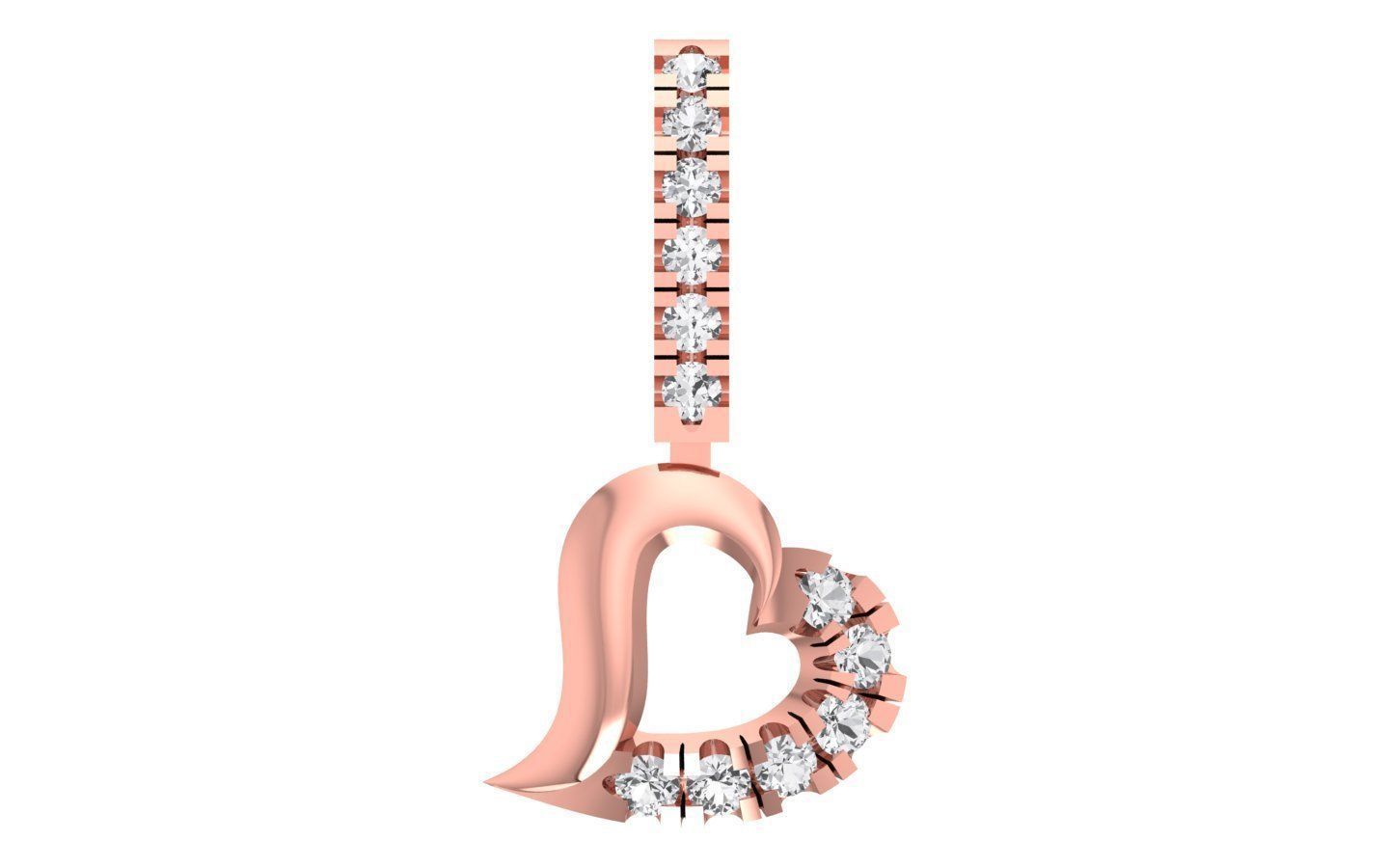 Heart Earrings Pendant Set 3dm STL OBJ FBX Renders Details 3D print model_4