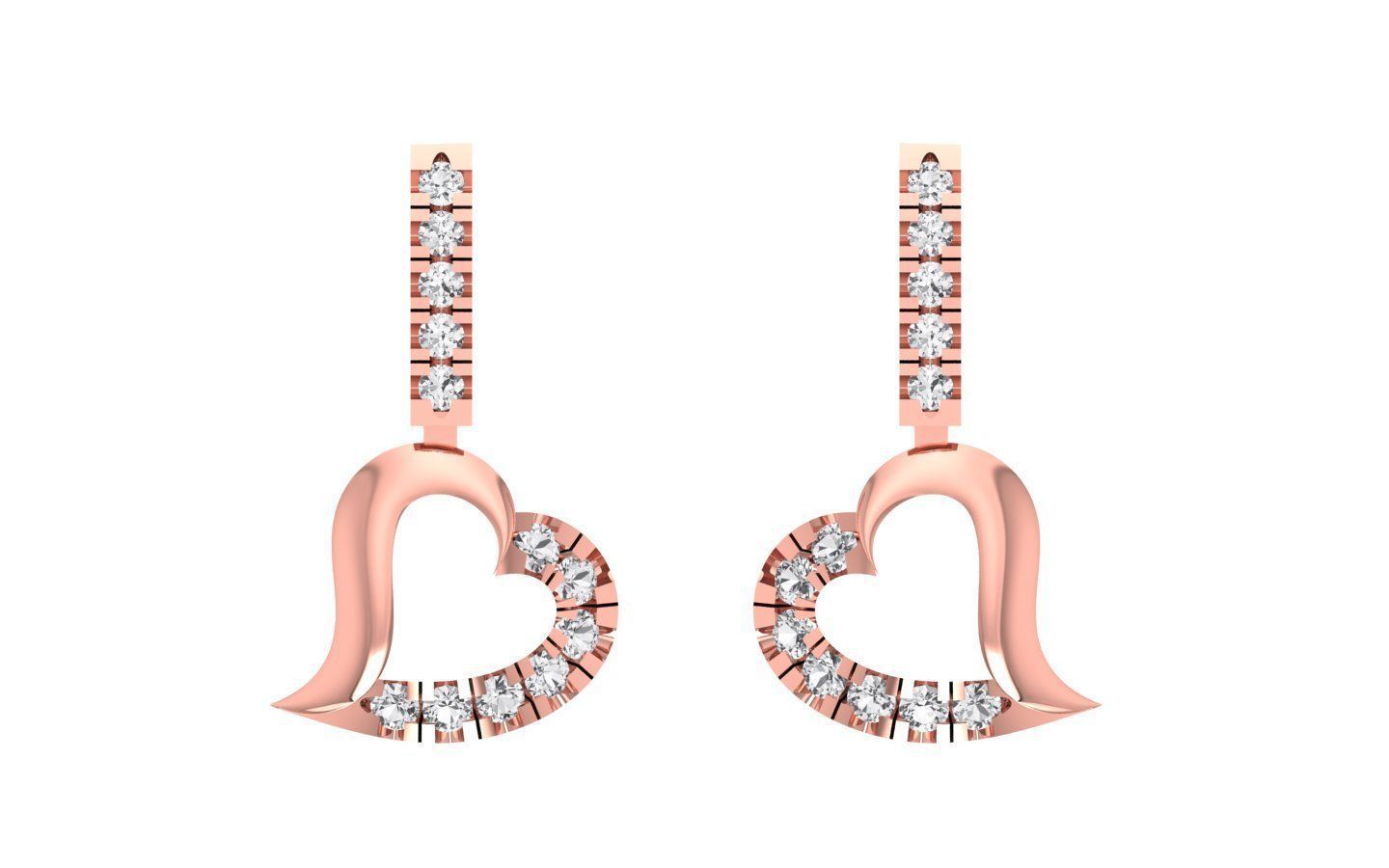 Heart Earrings Pendant Set 3dm STL OBJ FBX Renders Details 3D print model_2