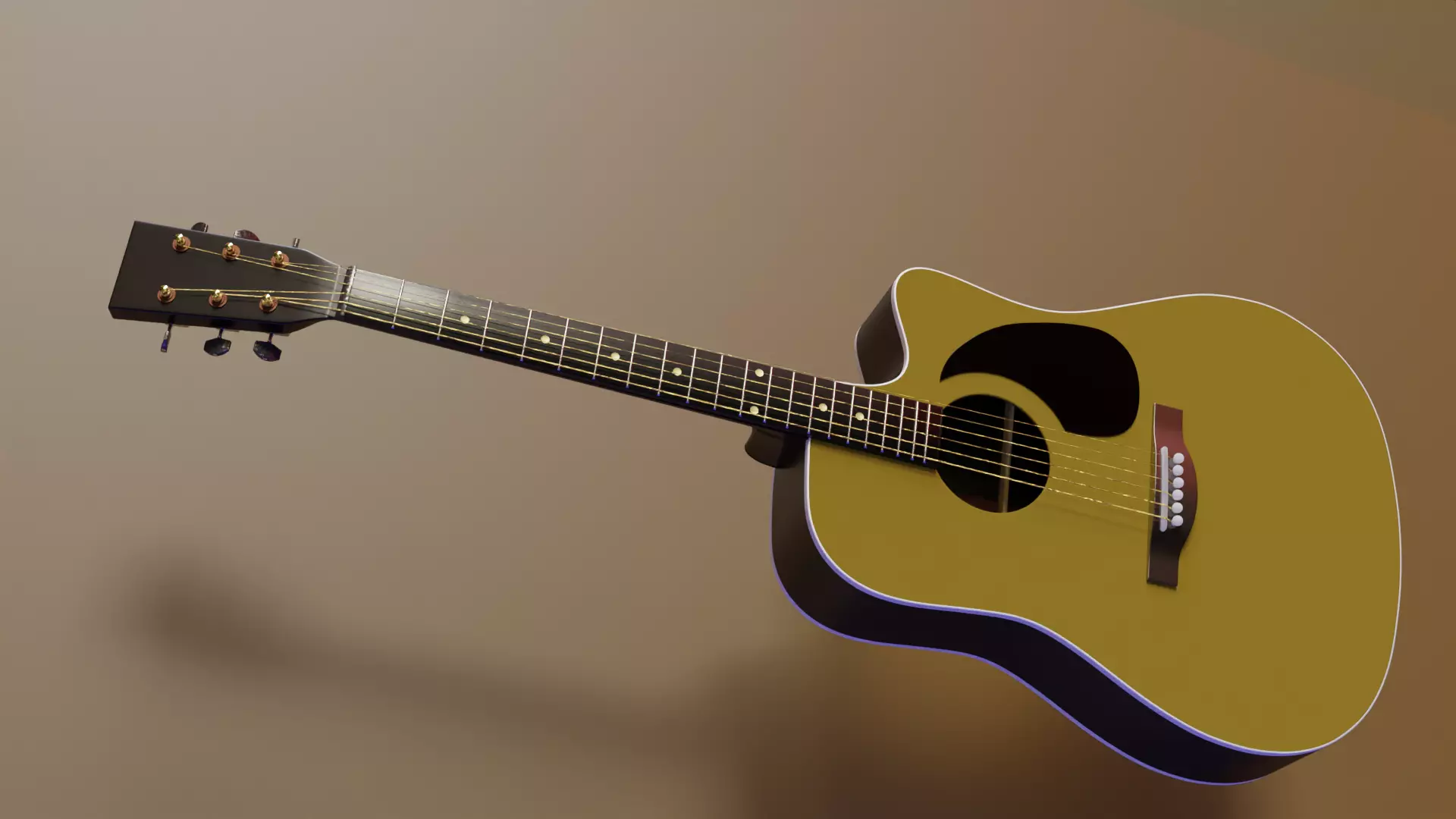 classic guitar 3d Low-poly 3D model_0