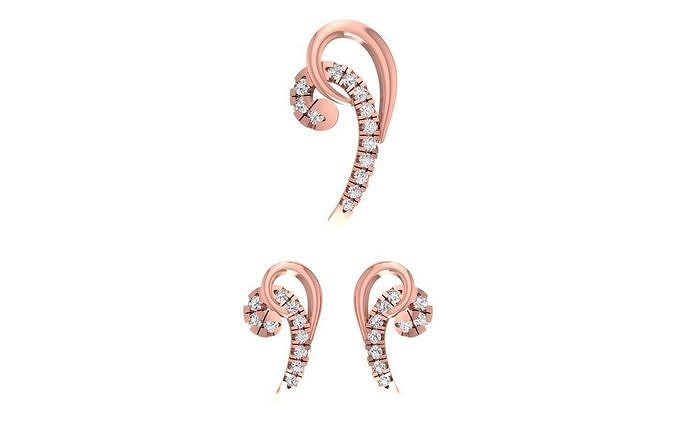 Earrings Pendant Set 3dm STL OBJ FBX Renders Details 3D print model