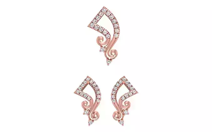 Earrings Pendant Set 3dm STL OBJ FBX Renders Details 3D print model