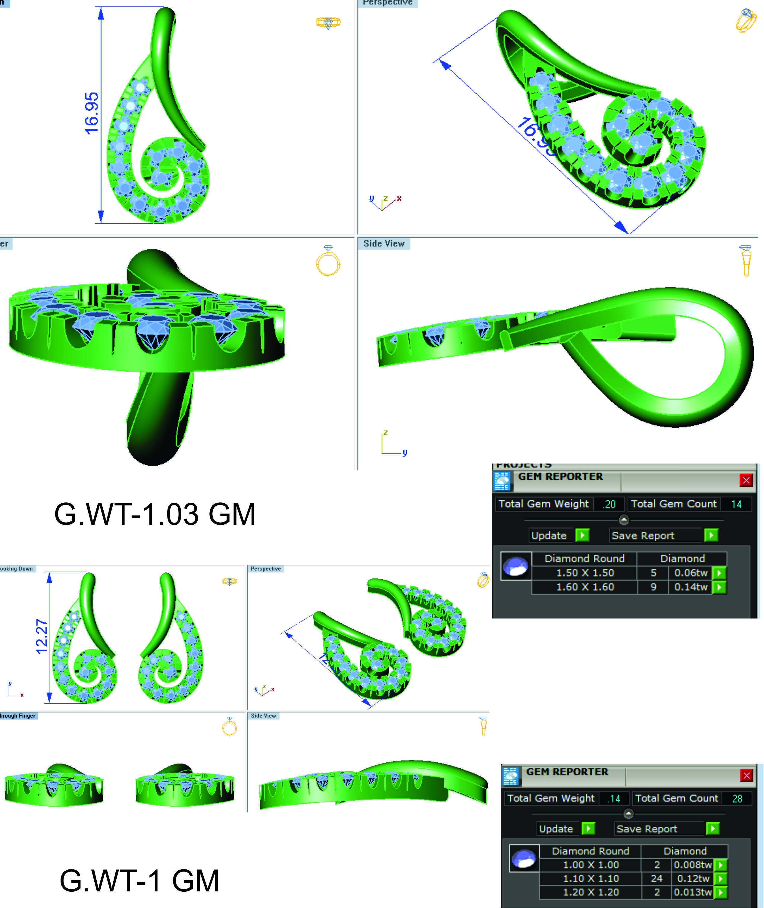 Earrings Pendant Set 3dm STL OBJ FBX Renders Details 3D print model_8