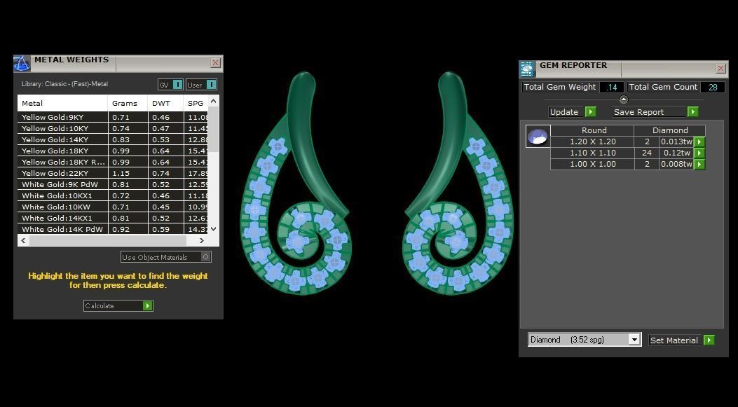 Earrings Pendant Set 3dm STL OBJ FBX Renders Details 3D print model_6