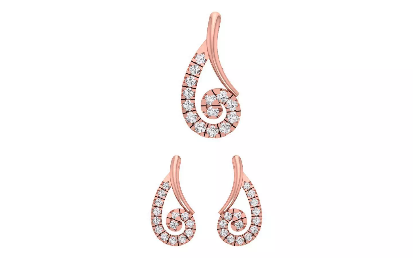 Earrings Pendant Set 3dm STL OBJ FBX Renders Details 3D print model_0