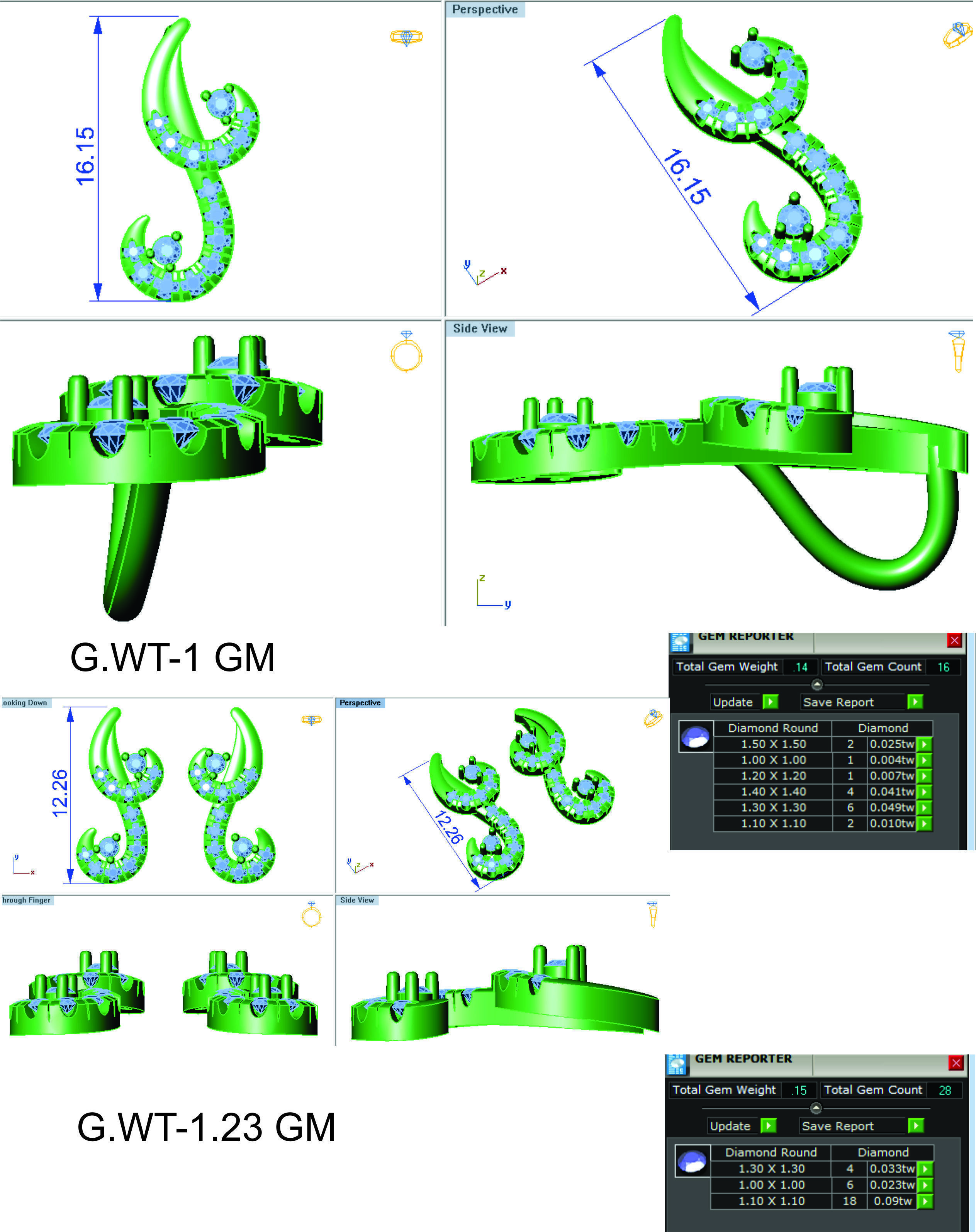 Earrings Pendant Set 3dm STL OBJ FBX Renders Details 3D print model_6