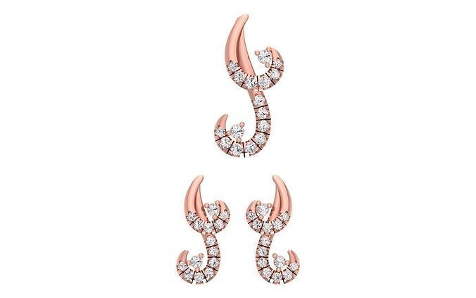 Earrings Pendant Set 3dm STL OBJ FBX Renders Details 3D print model