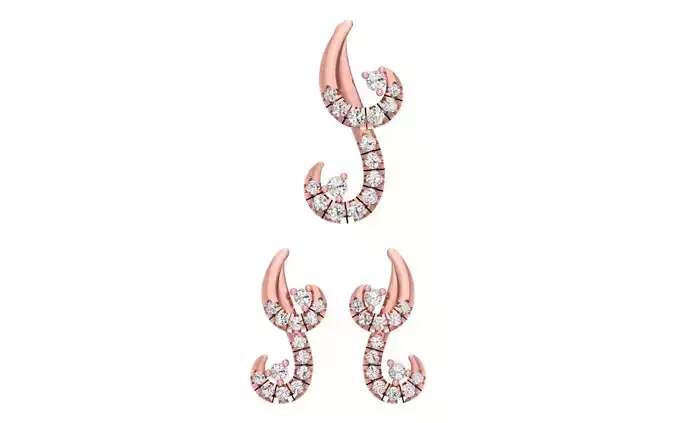 Earrings Pendant Set 3dm STL OBJ FBX Renders Details 3D print model