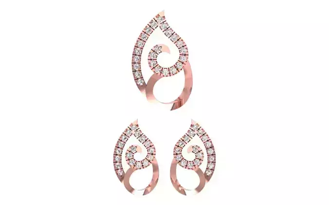 Earrings Pendant Set 3dm STL OBJ FBX Renders Details