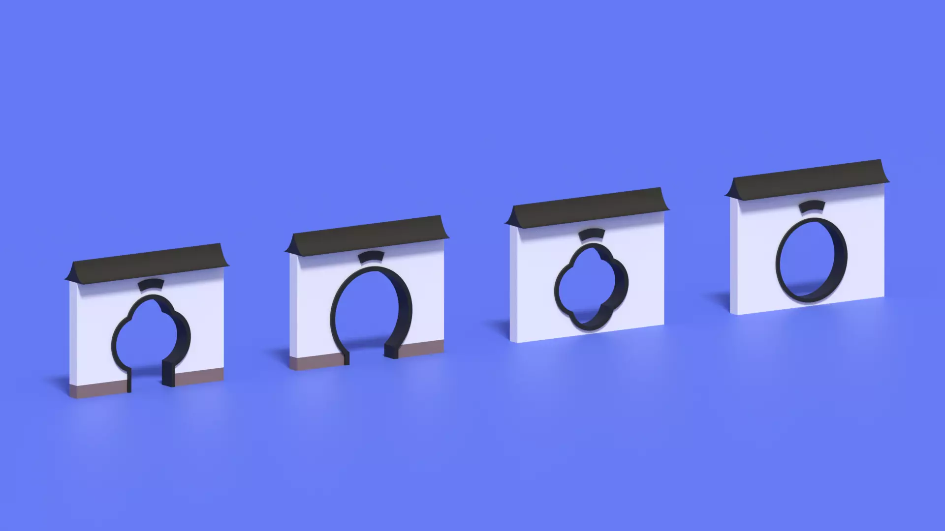 Cartoon Chinese Garden Gate Low-poly 3D model