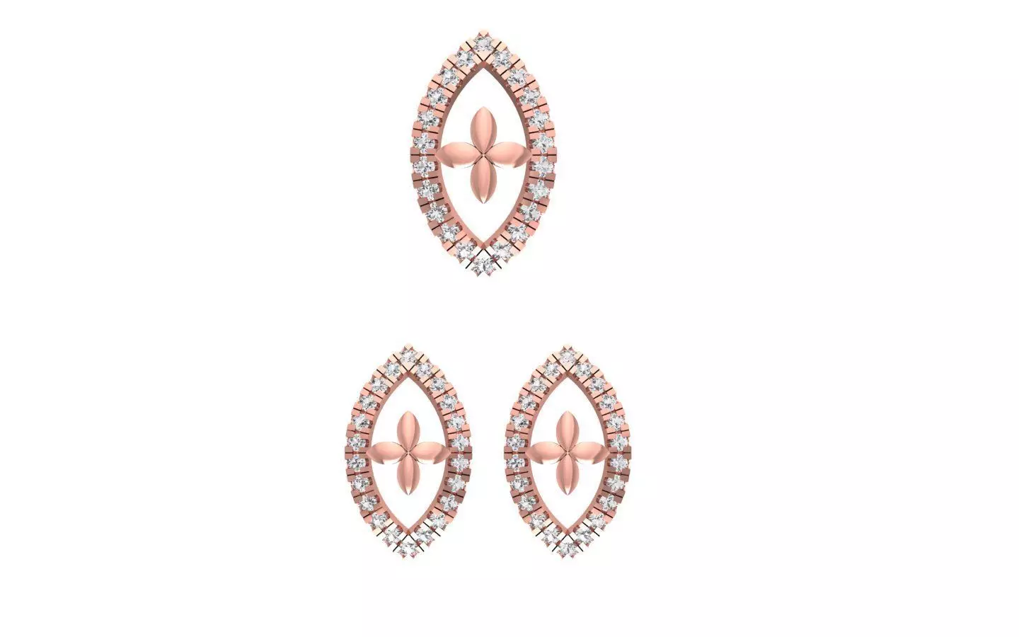 Earrings Pendant Set 3dm STL OBJ FBX Renders Details 3D print model_0