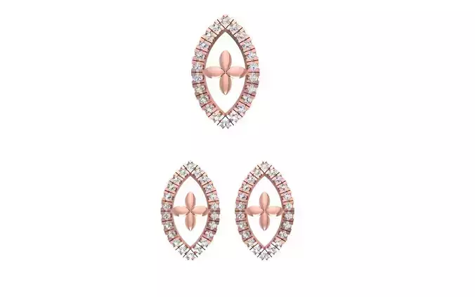 Earrings Pendant Set 3dm STL OBJ FBX Renders Details