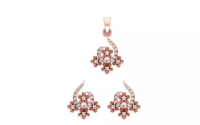 Earrings Pendant Set 3dm STL OBJ FBX Renders Details