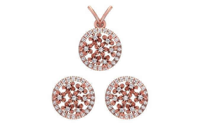Earrings Pendant Set 3dm STL OBJ FBX Renders Details 3D print model
