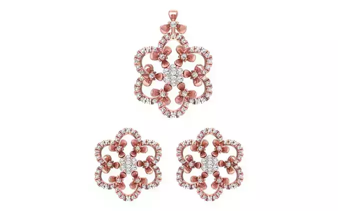 Earrings Pendant Set 3dm STL OBJ FBX Renders Details