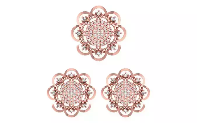 Earrings Pendant Set 3dm STL OBJ FBX Renders Details