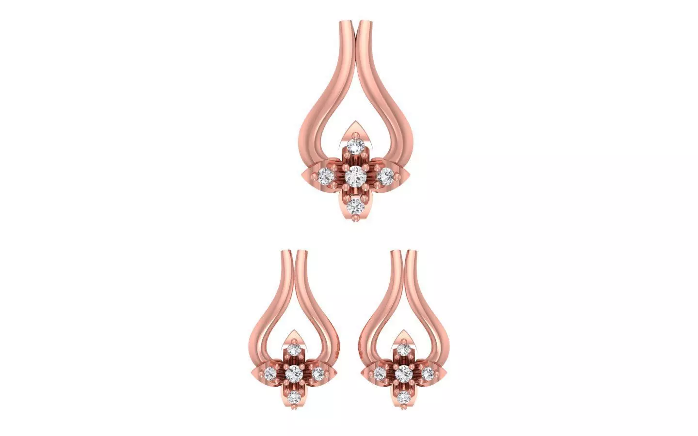 Earrings Pendant Set 3dm STL OBJ FBX Renders Details 3D print model_0