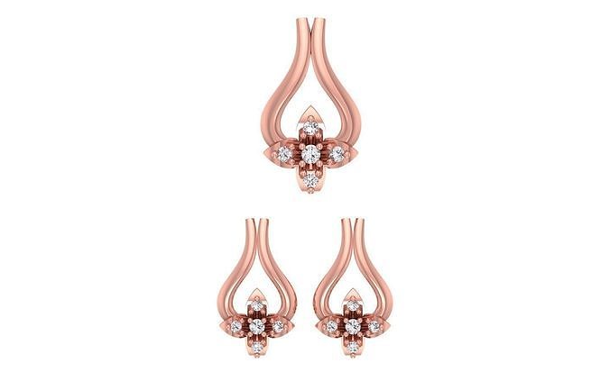Earrings Pendant Set 3dm STL OBJ FBX Renders Details 3D print model