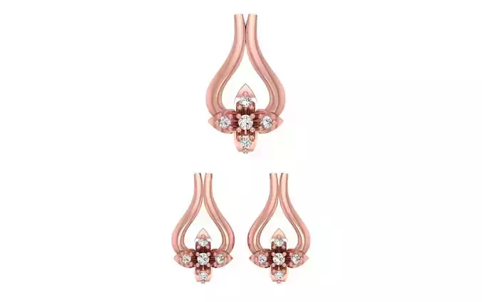 Earrings Pendant Set 3dm STL OBJ FBX Renders Details 3D print model
