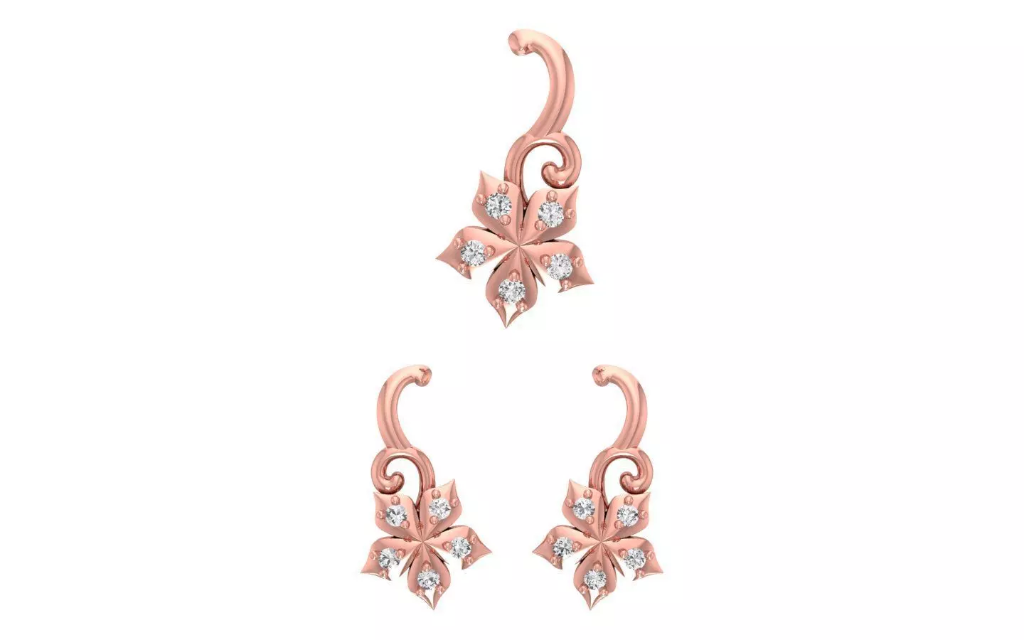 Earrings Pendant Set 3dm STL OBJ FBX Renders Details 3D print model_0