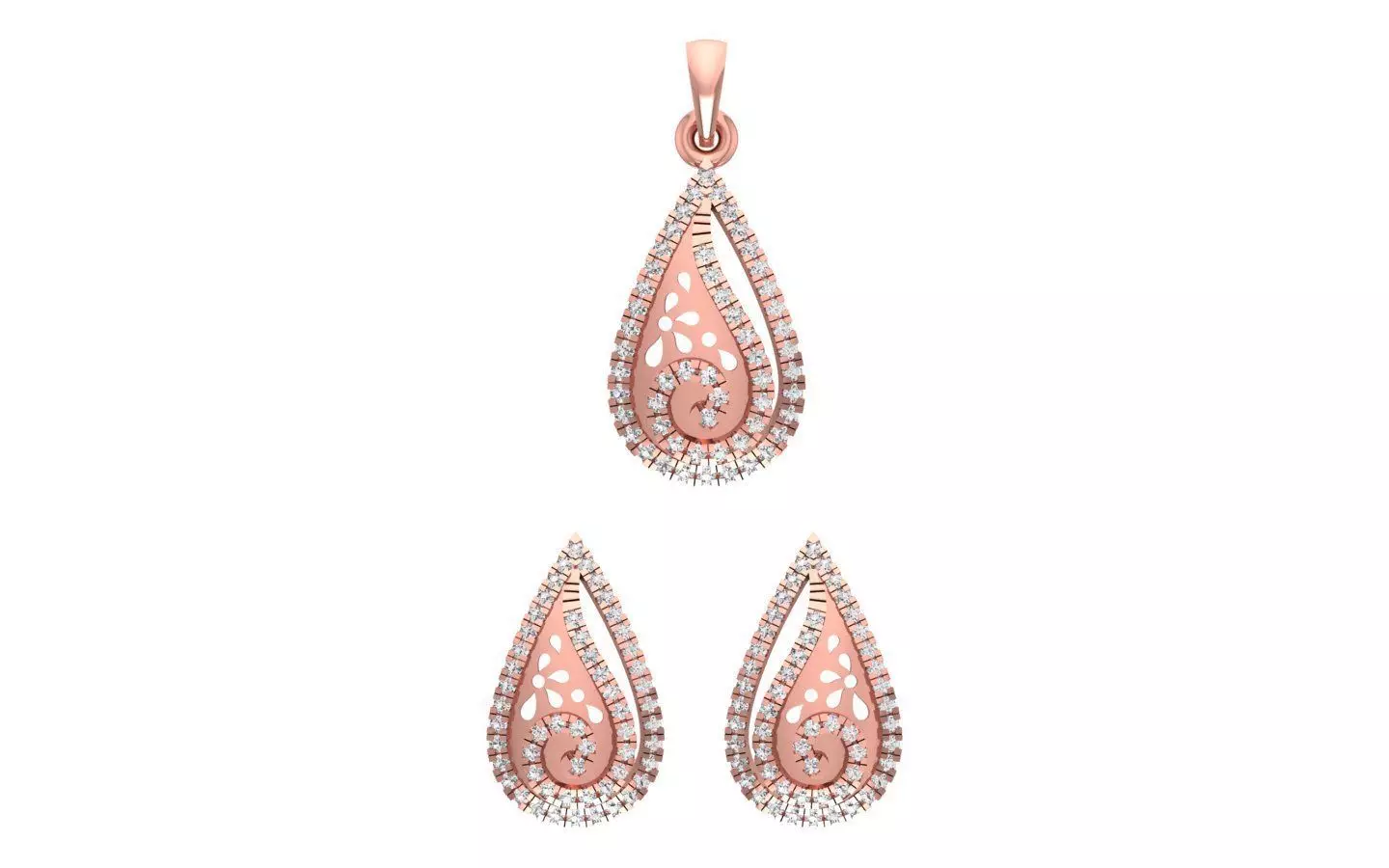 Earrings Pendant Set 3dm STL OBJ FBX Renders Details 3D print model_0