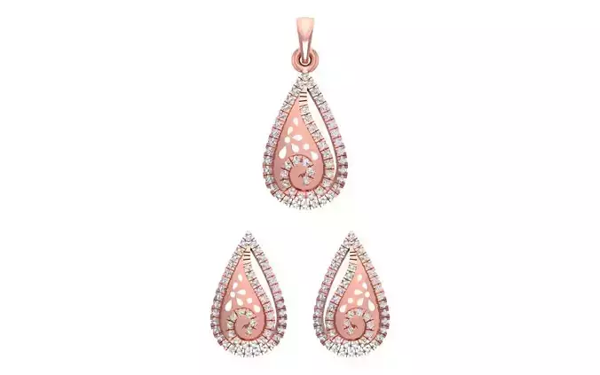 Earrings Pendant Set 3dm STL OBJ FBX Renders Details 3D print model