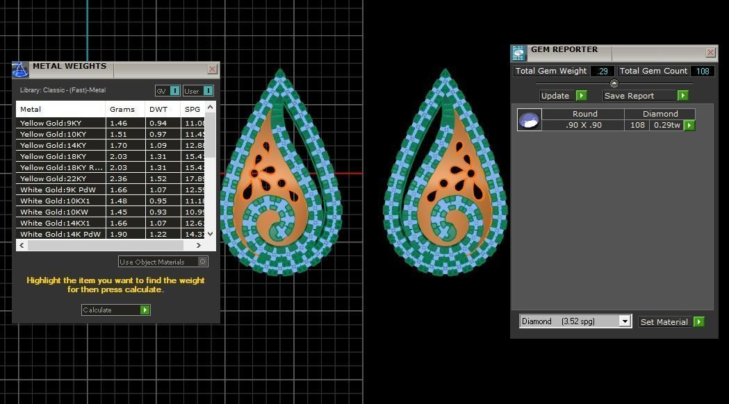 Earrings Pendant Set 3dm STL OBJ FBX Renders Details 3D print model_8