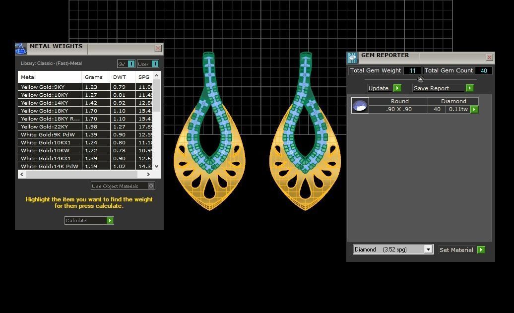 Earrings Pendant Set 3dm STL OBJ FBX Renders Details 3D print model_6