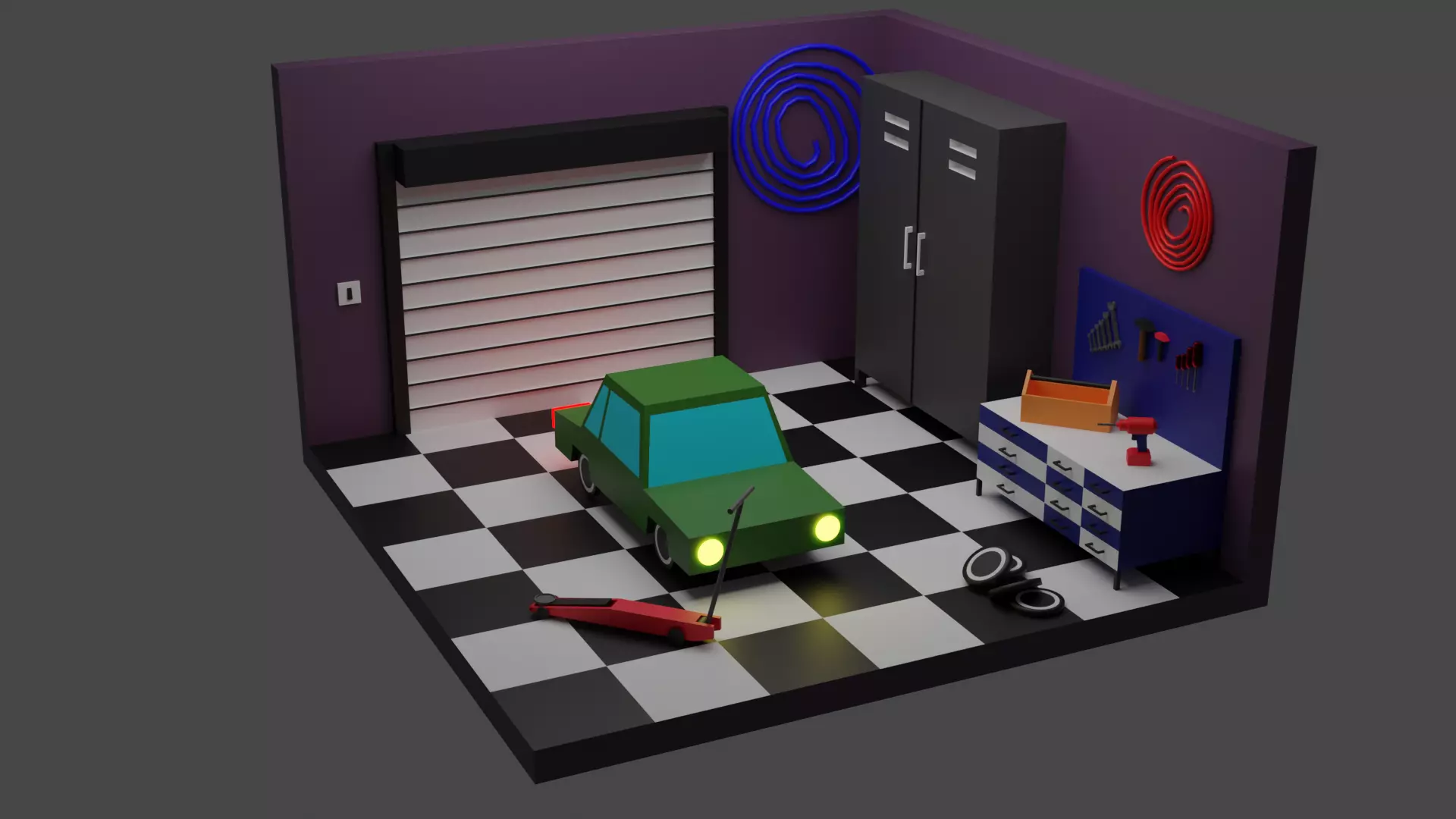 Isometric Garage Free 3D model