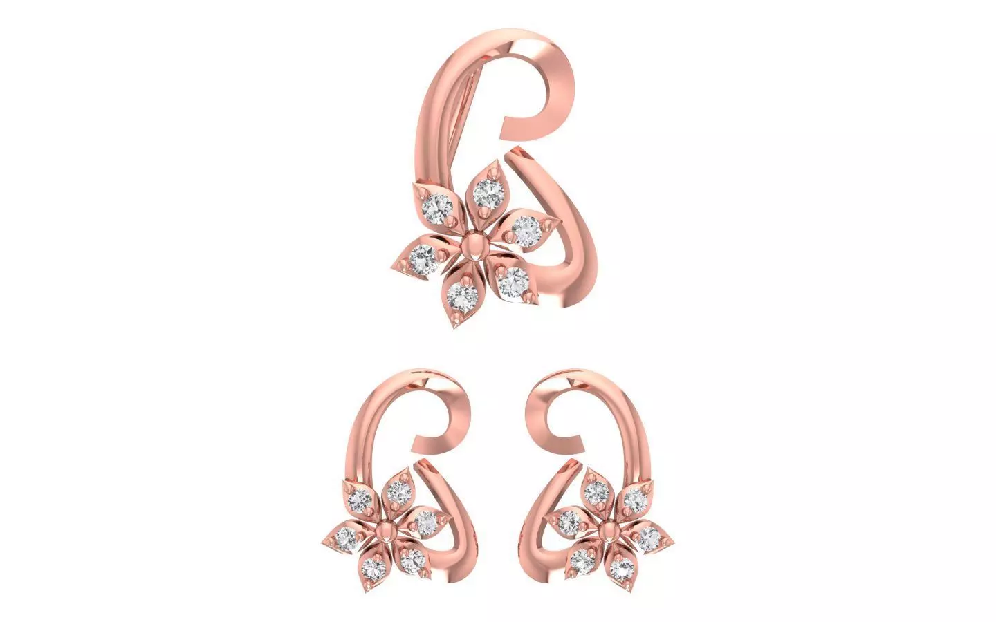 Earrings Pendant Set 3dm STL OBJ FBX Renders Details 3D print model_0