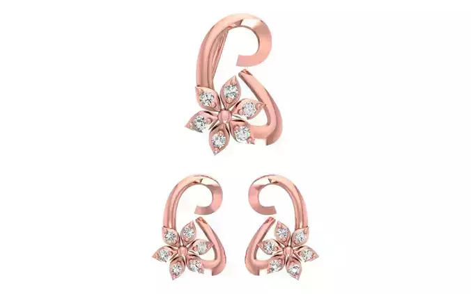 Earrings Pendant Set 3dm STL OBJ FBX Renders Details 3D print model