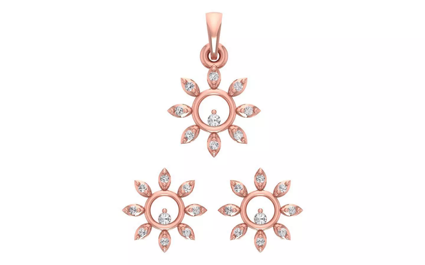 Earrings Pendant Set 3dm STL OBJ FBX Renders Details 3D print model_0