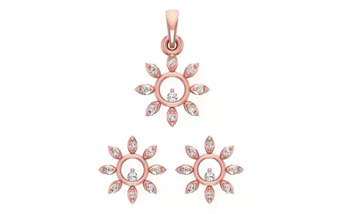 Earrings Pendant Set 3dm STL OBJ FBX Renders Details 3D print model