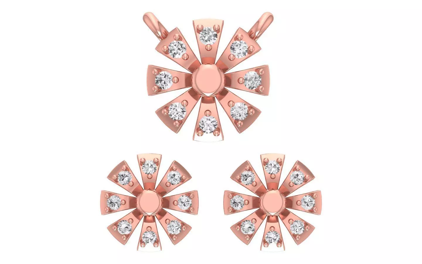 Earrings Pendant Set 3dm STL OBJ FBX Renders Details 3D print model_0