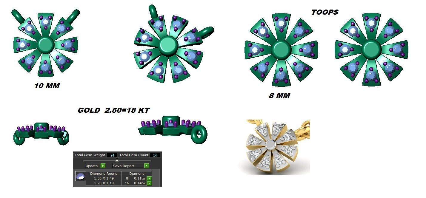 Earrings Pendant Set 3dm STL OBJ FBX Renders Details 3D print model_8