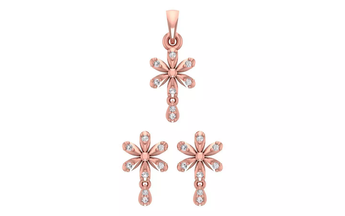 Earrings Pendant Set 3dm STL OBJ FBX Renders Details 3D print model_0