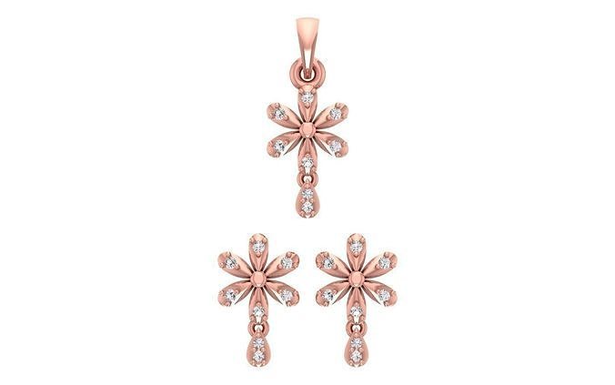 Earrings Pendant Set 3dm STL OBJ FBX Renders Details 3D print model