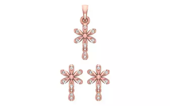 Earrings Pendant Set 3dm STL OBJ FBX Renders Details 3D print model