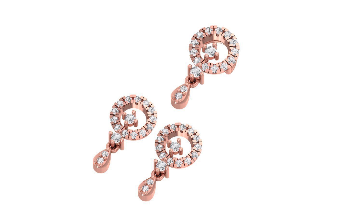 Stud Round Earrings Pendant Set 3dm STL OBJ FBX Renders Details 3D print model_5