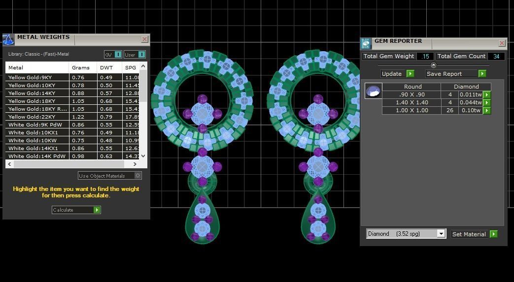 Stud Round Earrings Pendant Set 3dm STL OBJ FBX Renders Details 3D print model_8