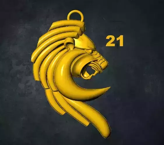 lions golden lion head with number