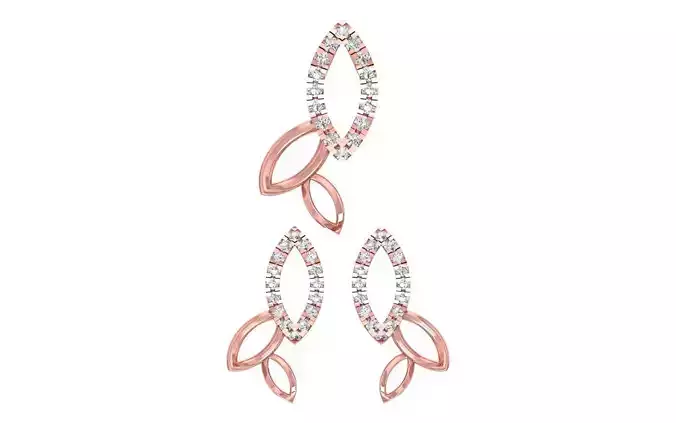 Fancy Earrings Pendant Set 3dm STL OBJ FBX Renders Details