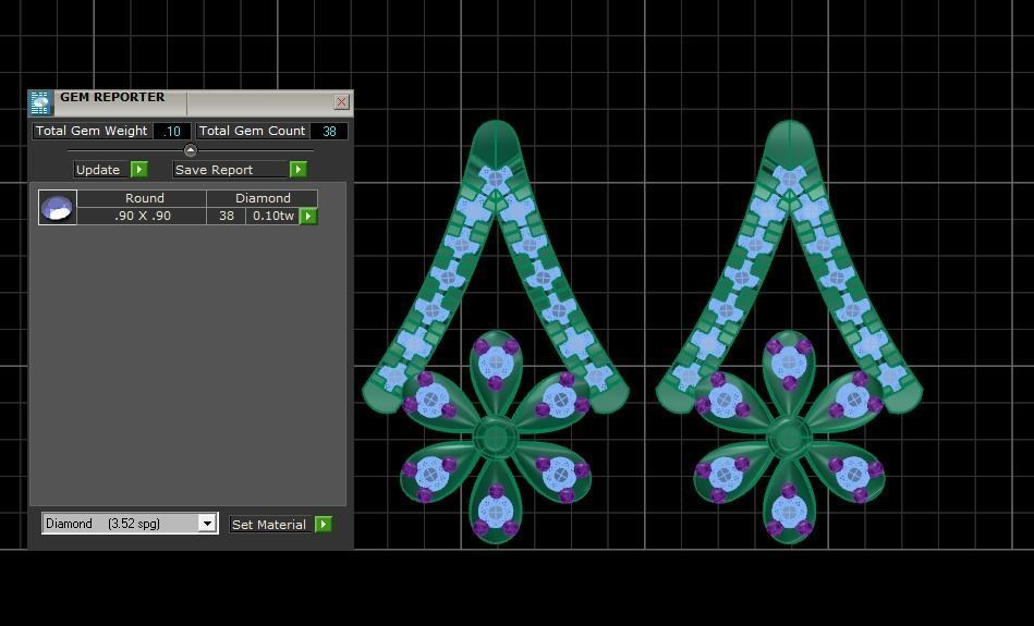 Flower Earrings Pendant Set 3dm STL OBJ FBX Renders Details 3D print model_8