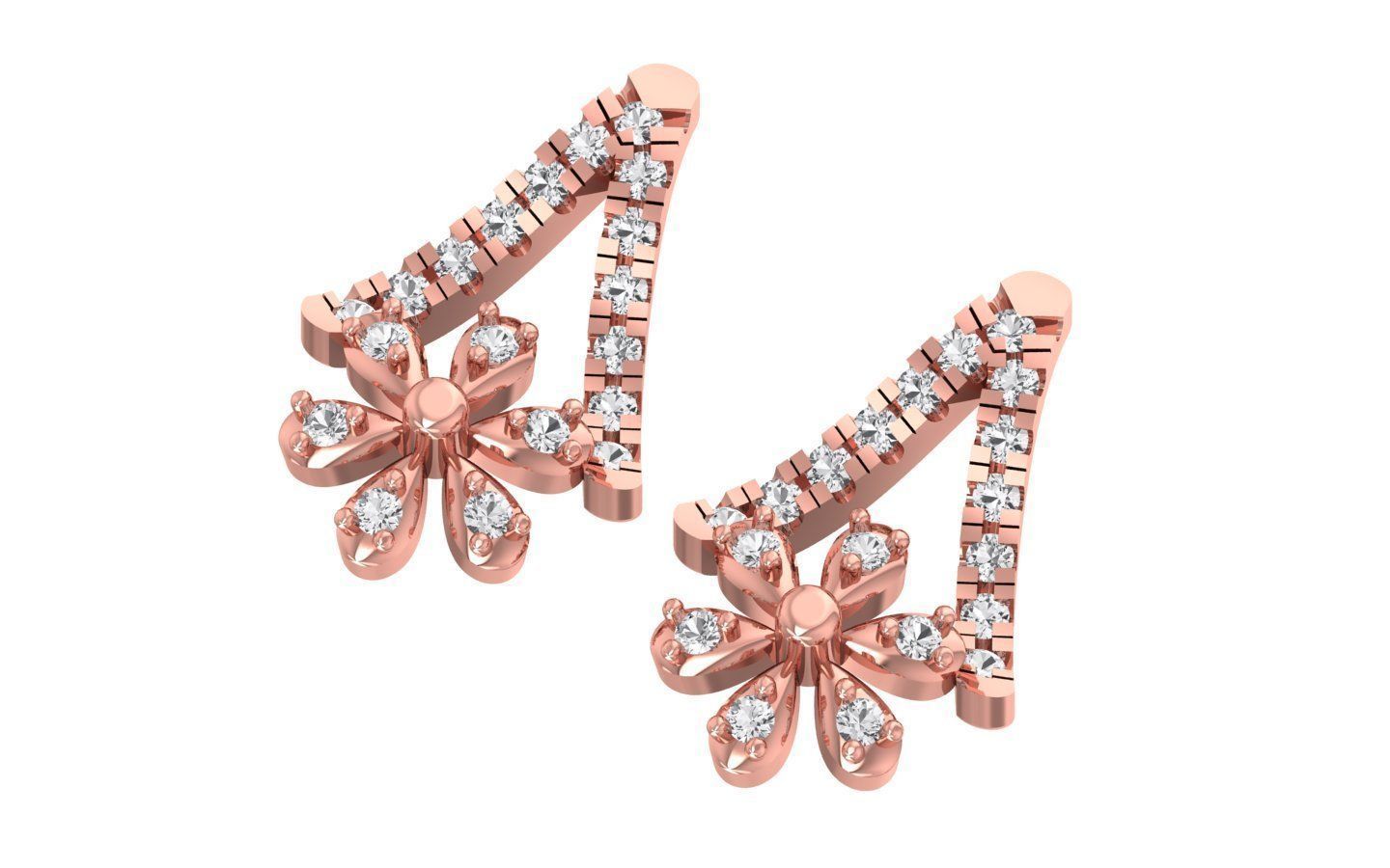 Flower Earrings Pendant Set 3dm STL OBJ FBX Renders Details 3D print model_4