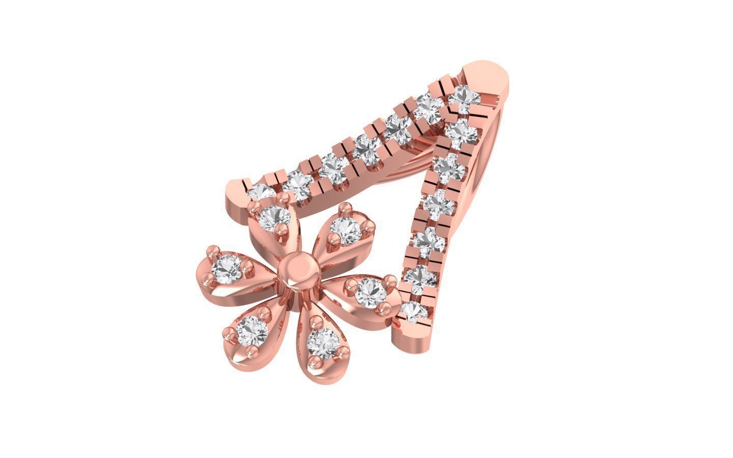 Flower Earrings Pendant Set 3dm STL OBJ FBX Renders Details 3D print model_3