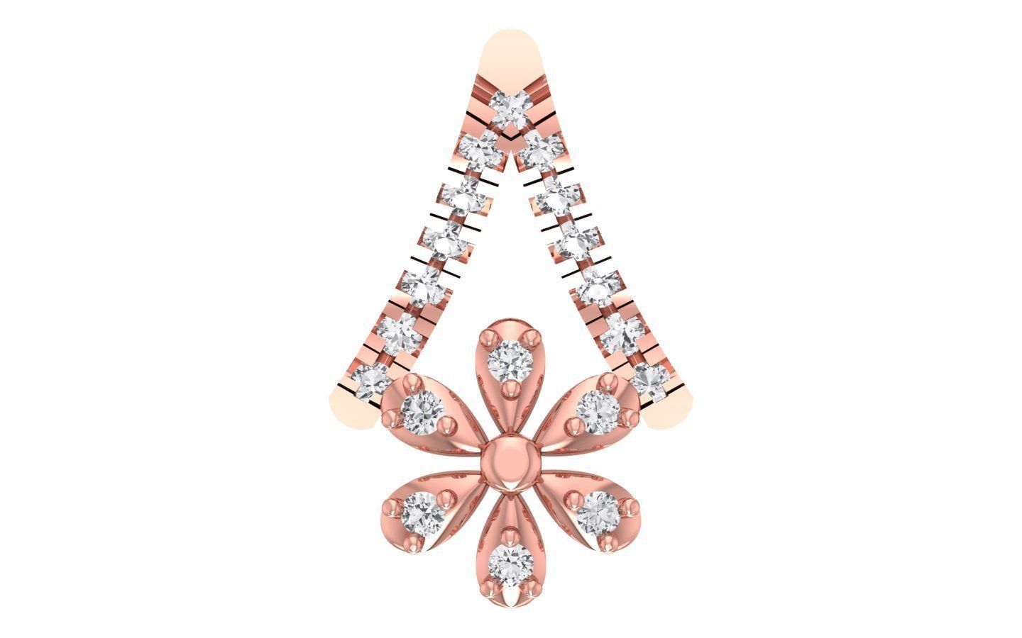 Flower Earrings Pendant Set 3dm STL OBJ FBX Renders Details 3D print model_2