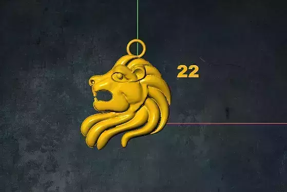 lions gold lion head hanging from chain